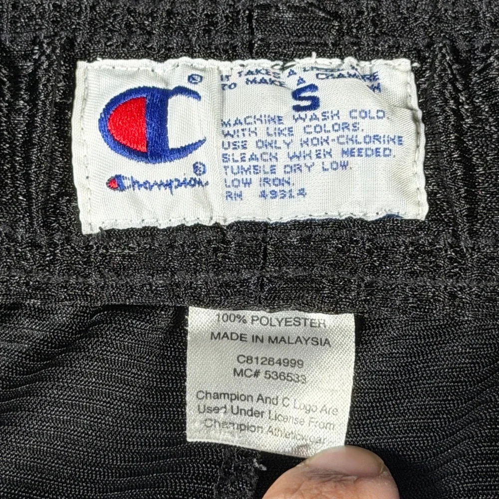 Vintage‎ Champion Mens Pacific Tigers Basketball Mesh Shorts Black White Small